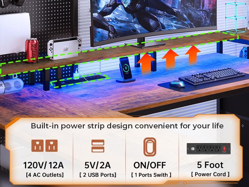 SEDETA 67" L Shaped Desk with Drawers, Computer Office Desk with Storage Shelves & Power Outlet, Reversible Gaming Desk with LED Lights for Home Office SEDETA 67" L Shaped Desk with Drawers, Computer Office Desk with Storage Shelves & Power Outlet, Reversible Gaming Desk with LED Lights for Home Office