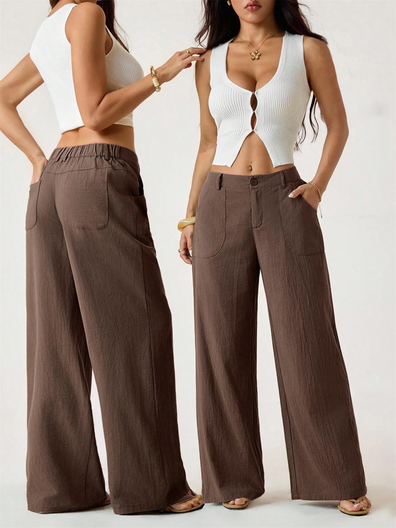 Women's Classical Linen Palazzo Pants Summer Flowy Wide Straight Leg Beach Trousers With Pocket Casual Solid Color Soft Elastic High Waist Lounge Pants Travel Vacation Bottoms Date Brunch Home Work Streetwear Outfit Women's Classical Linen Palazzo Pants Summer Flowy Wide Straight Leg Beach Trousers With Pocket Casual Solid Color Soft Elastic High Waist Lounge Pants Travel Vacation Bottoms Date Brunch Home Work Streetwear Outfit