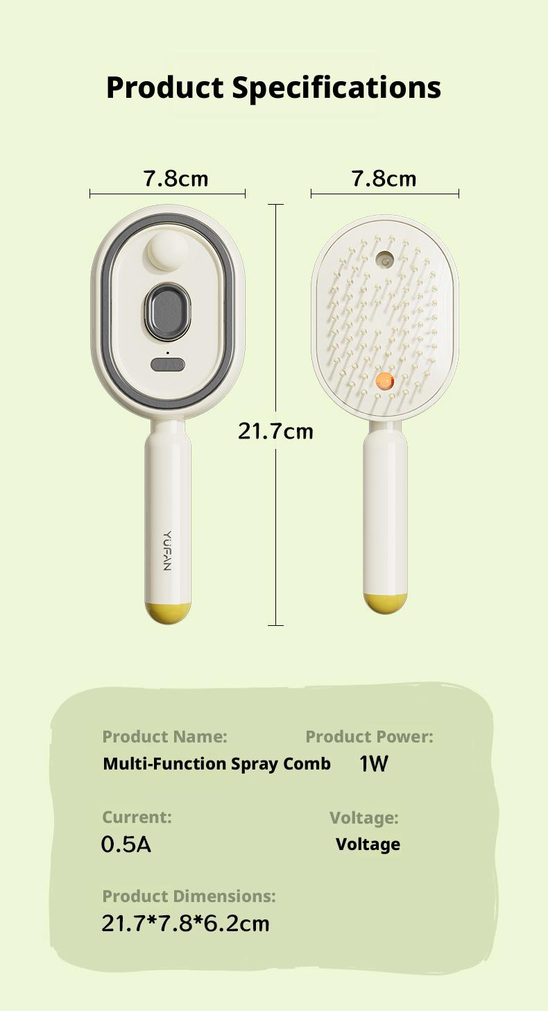 Overseas viral electric spray massage comb, retractable anti-tangle black technology, Tangle Free Hair, hair nourishing and protecting air comb, multifunctional spray hair care comb, 10ml oil storage tank, anti-breakage hair