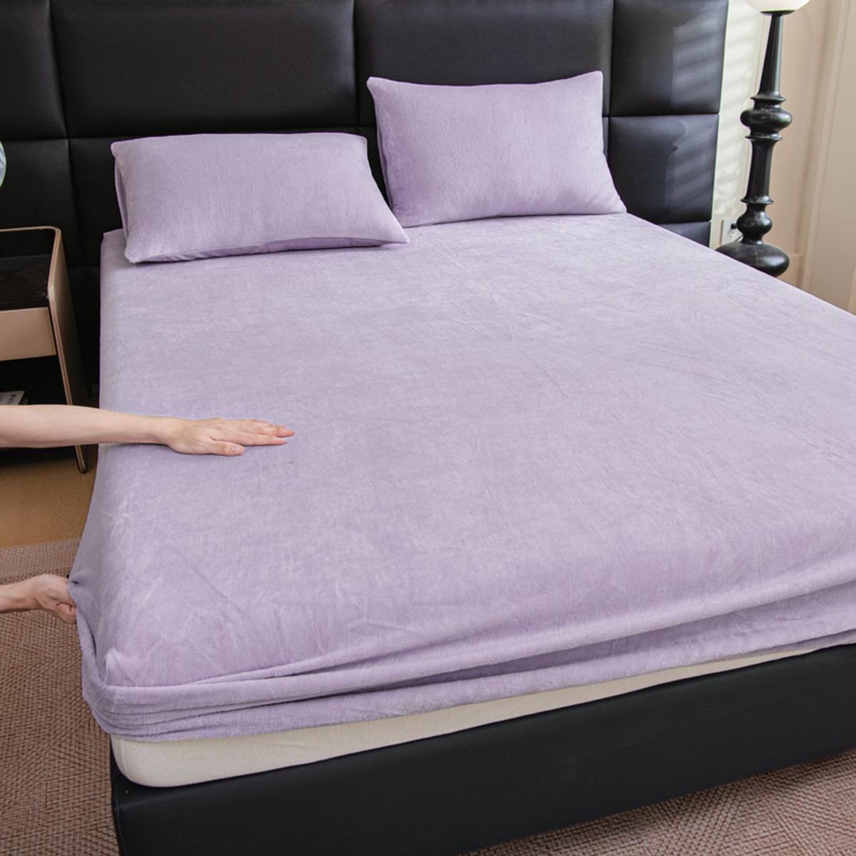 2/3-Piece Solid Color Fitted Sheet & Pillowcase Set, Bed Sheets Set – Includes 1 Deep Pocket Fitted Sheet + 2 Pillowcases, Soft Noiseless Breathable & Stain-Resistant, Machine Washable, Ideal for Bedroom, Guest Room, Dorm, Kids, Pets