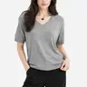 Women's Simple Elegant Loose Knitted V-Neck Short Sleeve Pullover Sweater, Casual Fashion Daily Wear, Trendy Ladies Top, Womenswear