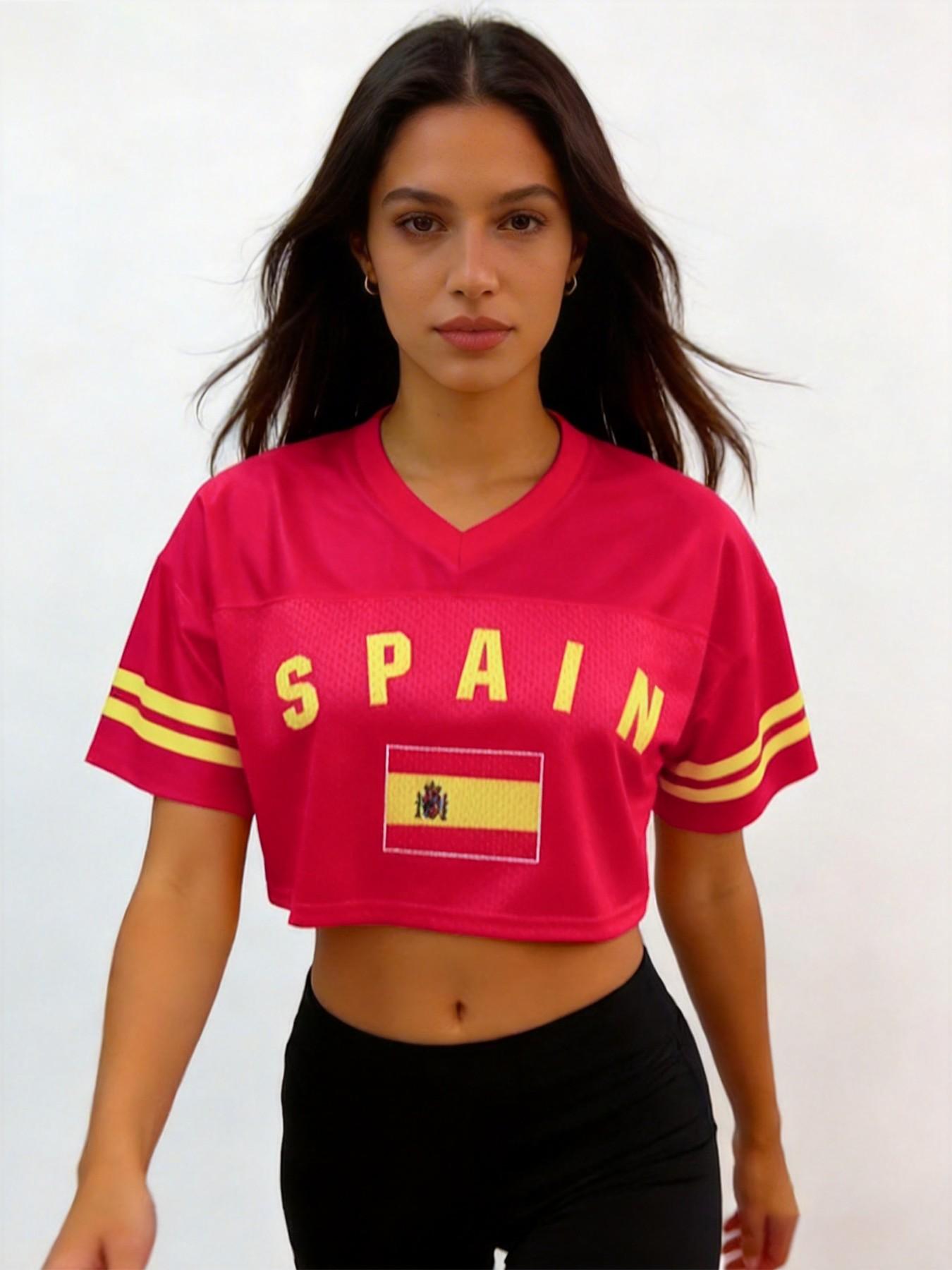 Women's Germany/Brazil/USA/Argentina/France/South Korea/South Africa/Netherlands/Mexico/Portugal/Japan/Uruguay/Spain/Italy/England Soccer Jersey | 2026 World Cup Country Crop Top | Football Fan Game Day Shirt