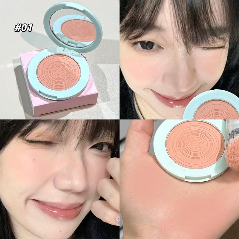 Spring Monochrome Blush Powder, Cute Atmosphere Macaron Series, Visible Color Blush Palette, Suitable for All Skin Types, Brightening Effect