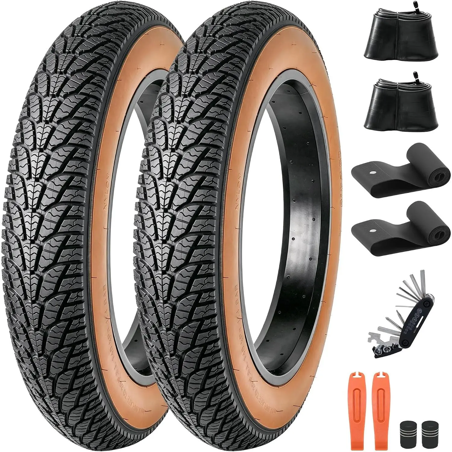 20x4.0 Fat Bike Tire, 20 Inch Fat Tire Tube and Bicycle Repair Tool Kit| High-Performance Foldable Fat Tyre for Ebikes, Directional Tread Tires for Street & Trail