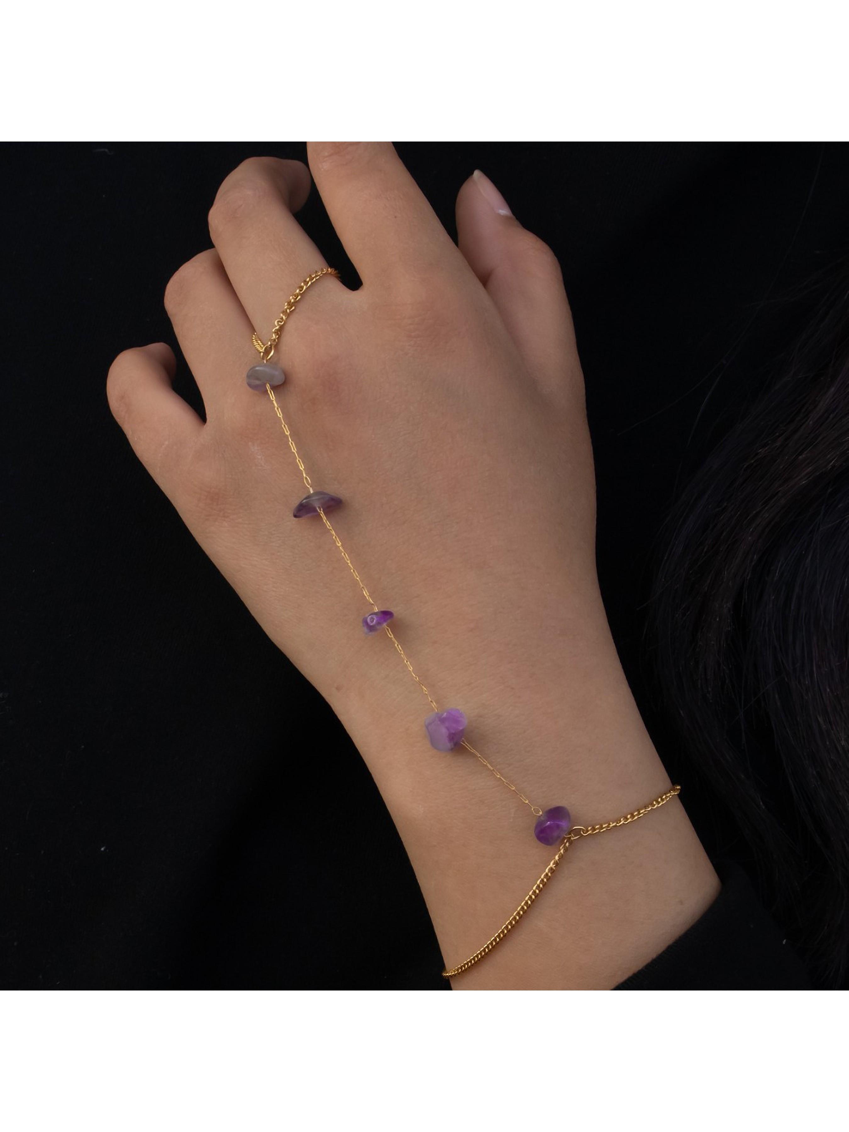 Natural Gemstone Back Bracelet Necklace, 14k Gold Plated Stainless Steel, Healing Crystal Pendant, Adjustable, Waterproof, Ideal Gift