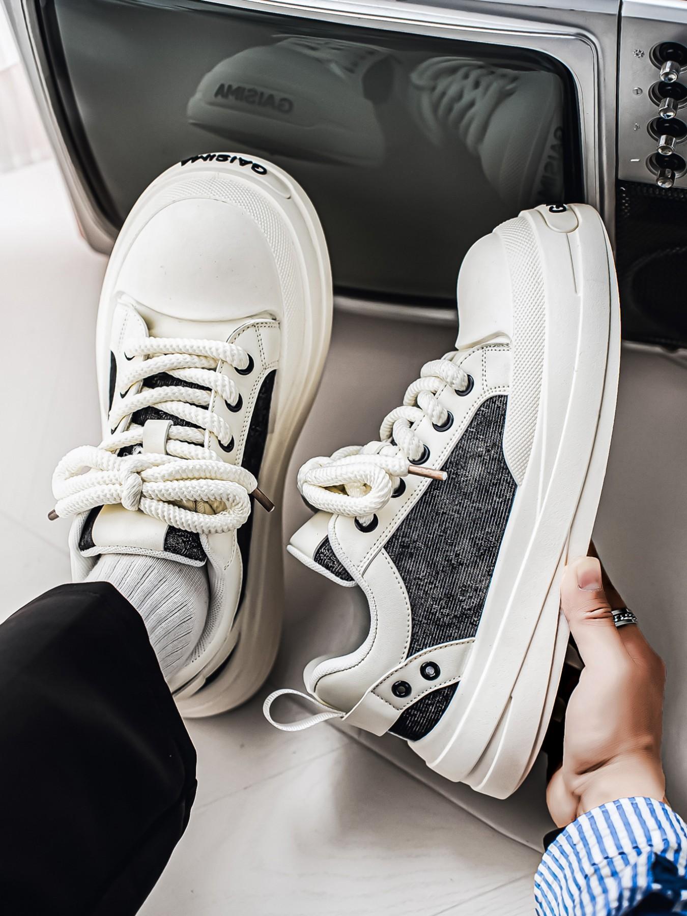 Men's Thick Sole Open Toe Derby Shoes, Casual Sports Sneakers, Student Board Shoes, Trendy Men's Footwear, Comfortable and Stylish