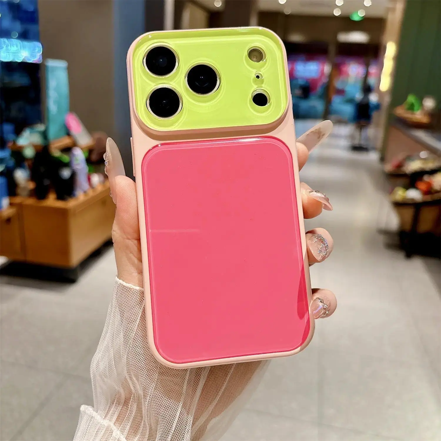 Cute Contrast Color Phone Case for iPhone 17 16 15 14 Pro Max, Dopamine Aesthetic Acrylic TPU Shockproof Bumper with Full Lens Protection for Girls, Fits Ios, Protector, Cellphone, Casing, Cover, Screen Protector, Smartphone, Protective, Accessories, Pro/
