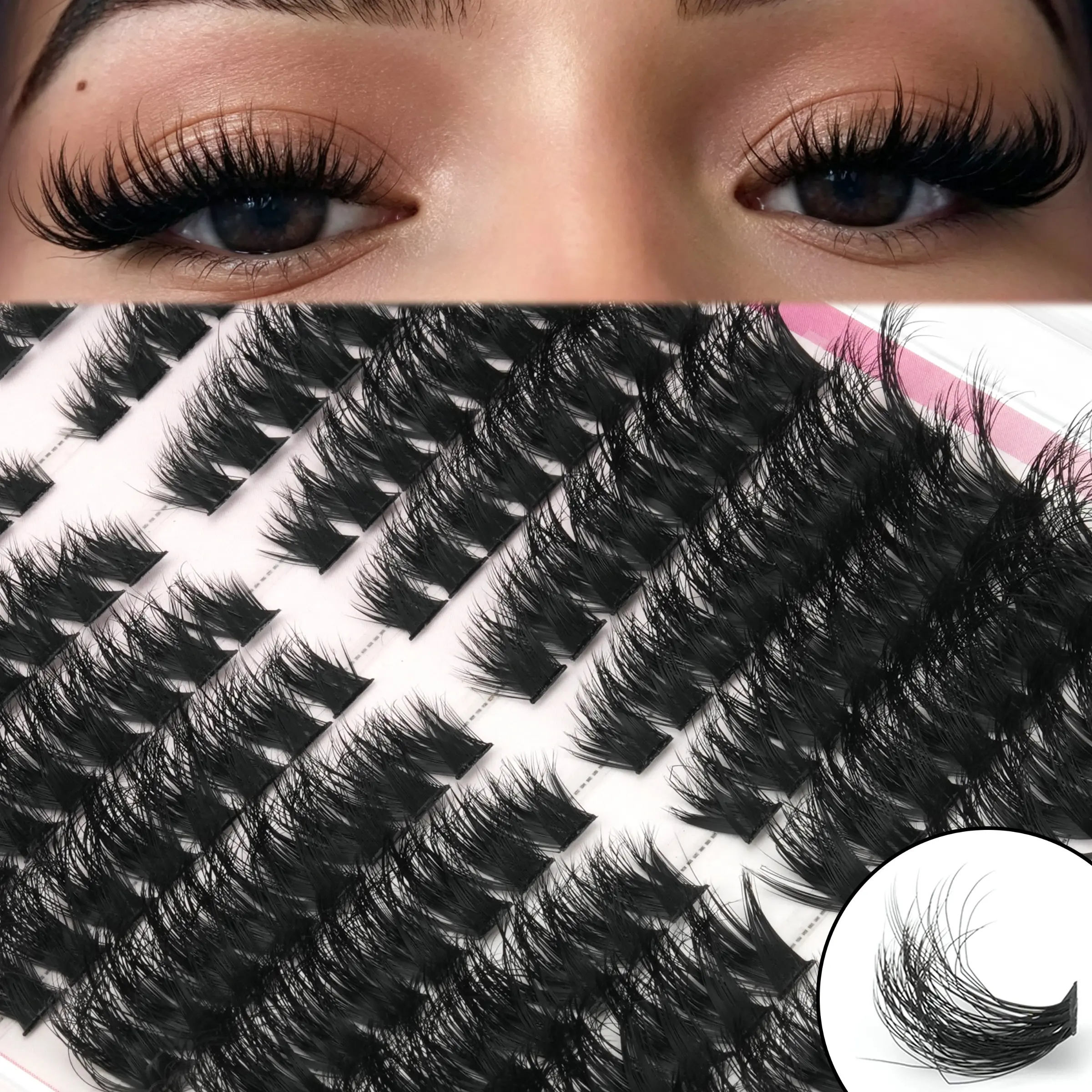 192 Pcs Dense False Eyelashes, Shiny Tips, Layered Design, Perfect for Edm Parties and New Year's Eve Makeup Needs