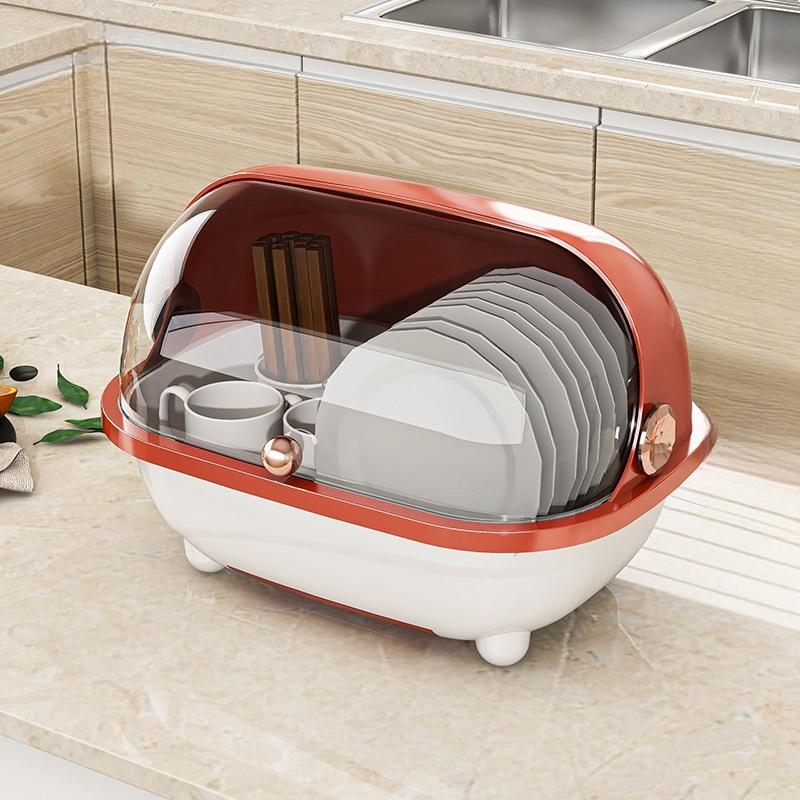 Baby Bottle Storage Box with Lid Drain Rack Countertop Organizer Removable Drying Tray Newborn Nursery