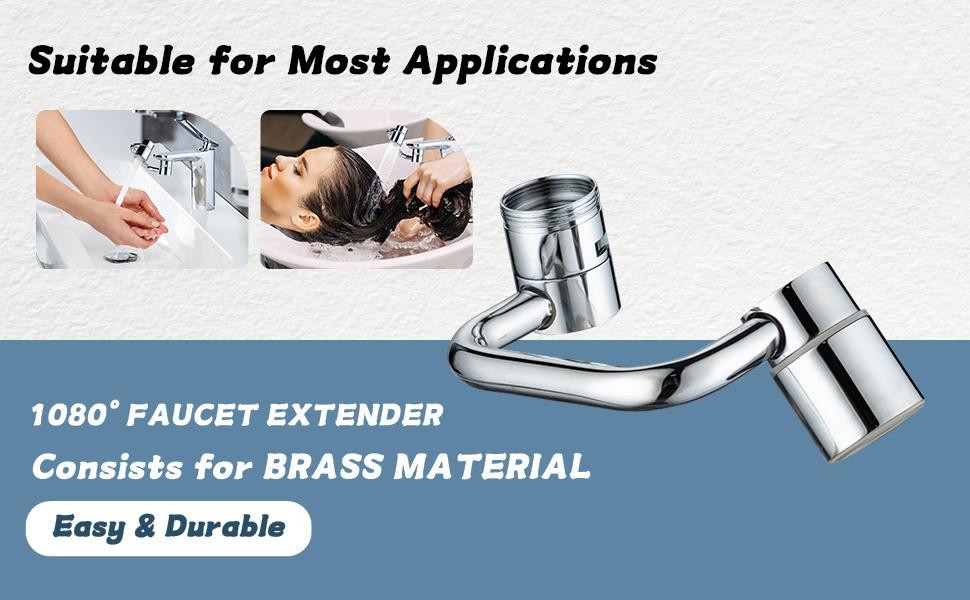 1080° Rotating Faucet Aerator Extender, Large-Angle Water Nozzle Faucet Adapter, Universal Splash Filter Kitchen Tap Extension