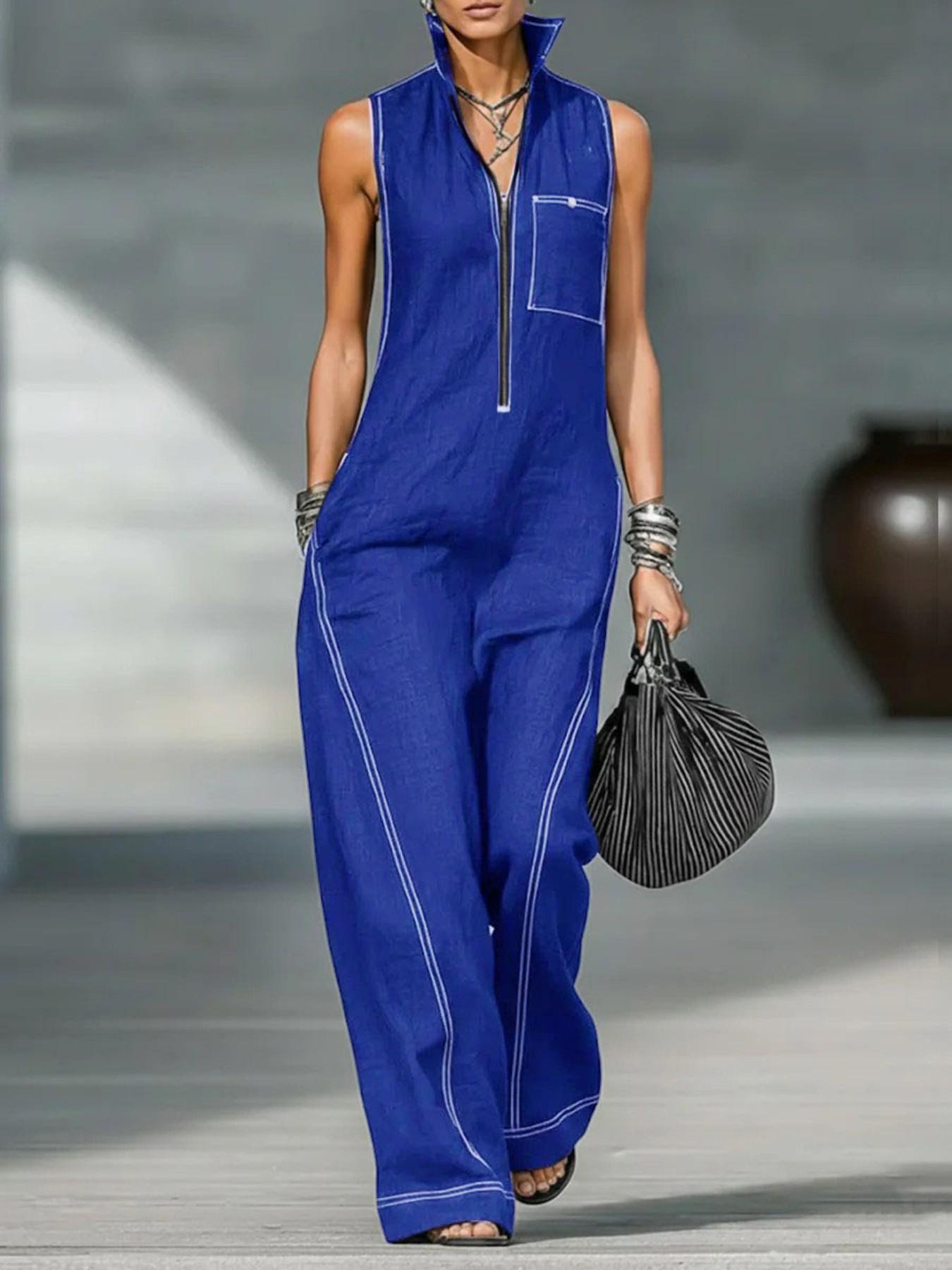 2026 New Women's Stand Collar Sleeveless Casual Minimalist Loose Bodysuit, Comfortable and Stylish One-Piece, Perfect for Daily Wear