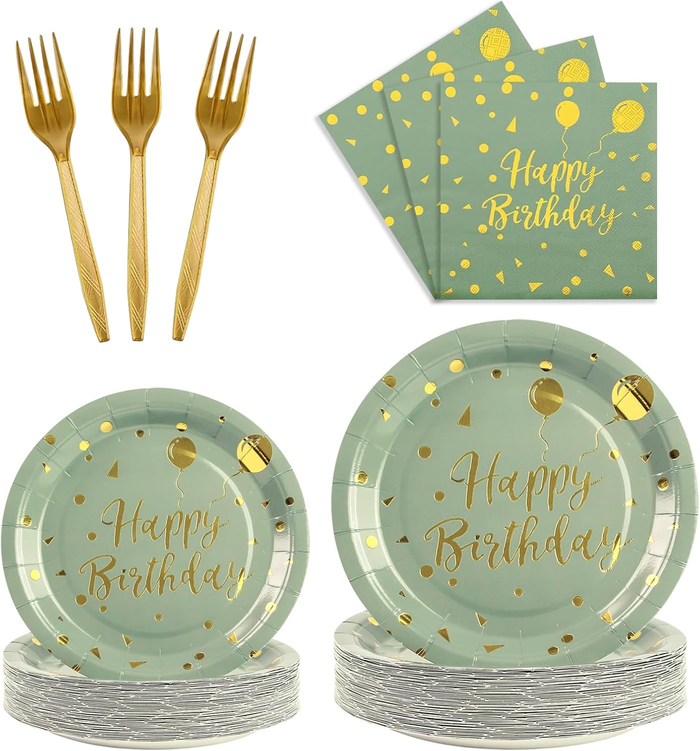 48PCS Black and Gold Plates and Napkins Party Supplies, Gold Dot Disposable Paper Plates, Napkins and Forks Tableware Set for 16 Guests, Elegant Birthday, Wedding, Retirement, Graduation Party Decorations and Celebration Dinnerware