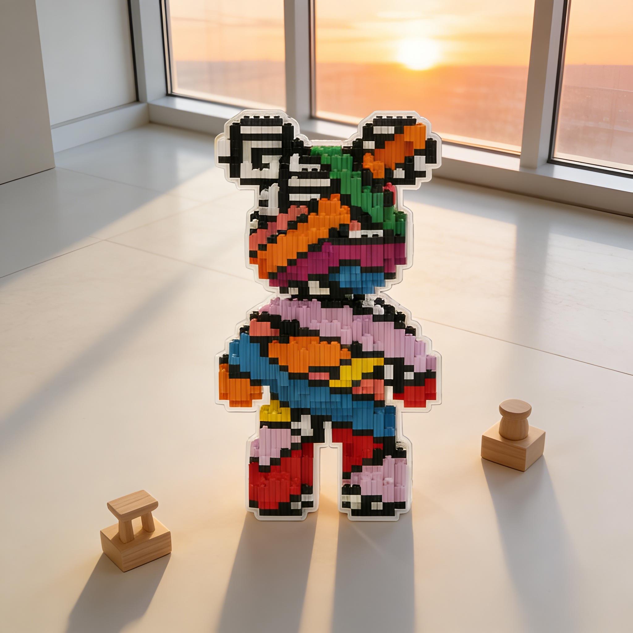 3D Puzzle Bear Building Block Decoration, Ideal for Home Office Shelves, Party Decor, Perfect Gift for Holidays, Handcrafted Sculpture