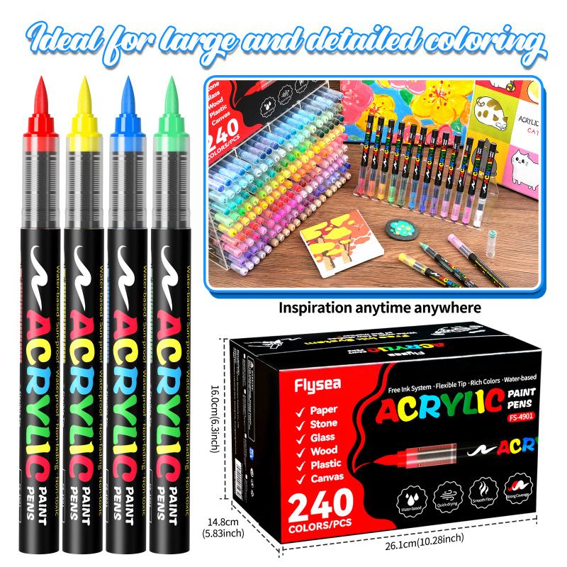 Acrylic Paint Markers, Soft Brush Tip Acrylic Paint Pens, Quick-Drying Waterproof Ink, for Rock Painting Plastic Wood Canvas Glass Ceramic Metal Art Crafts Supplies Christmas Gift