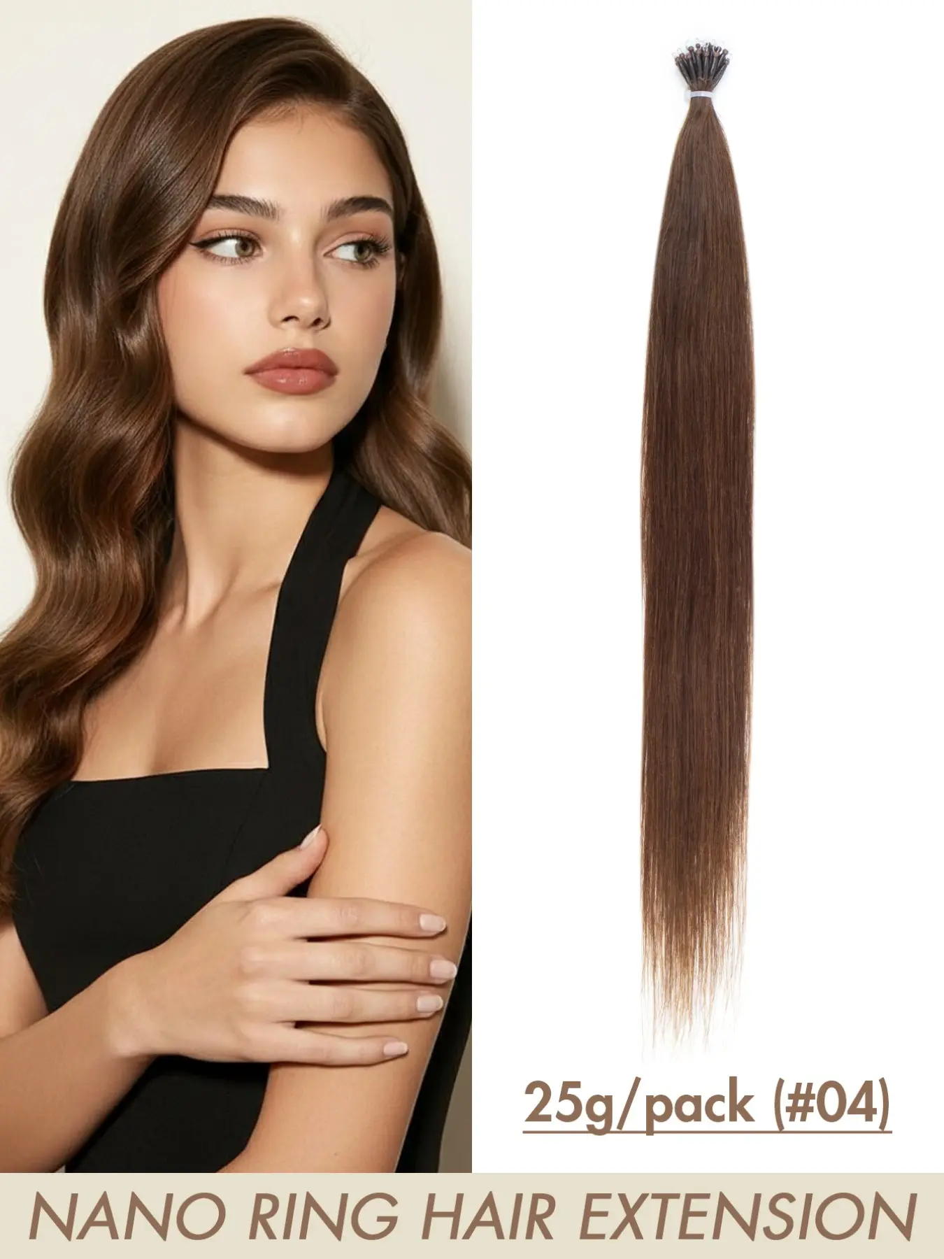 Nano Ring Real Human Hair Extensions for Women, 16‑22 Inch Invisible Nano‑Bead Tip Hair Extensions, 25g/Pack, Ideal for Daily, Party & Wedding Hairstyles