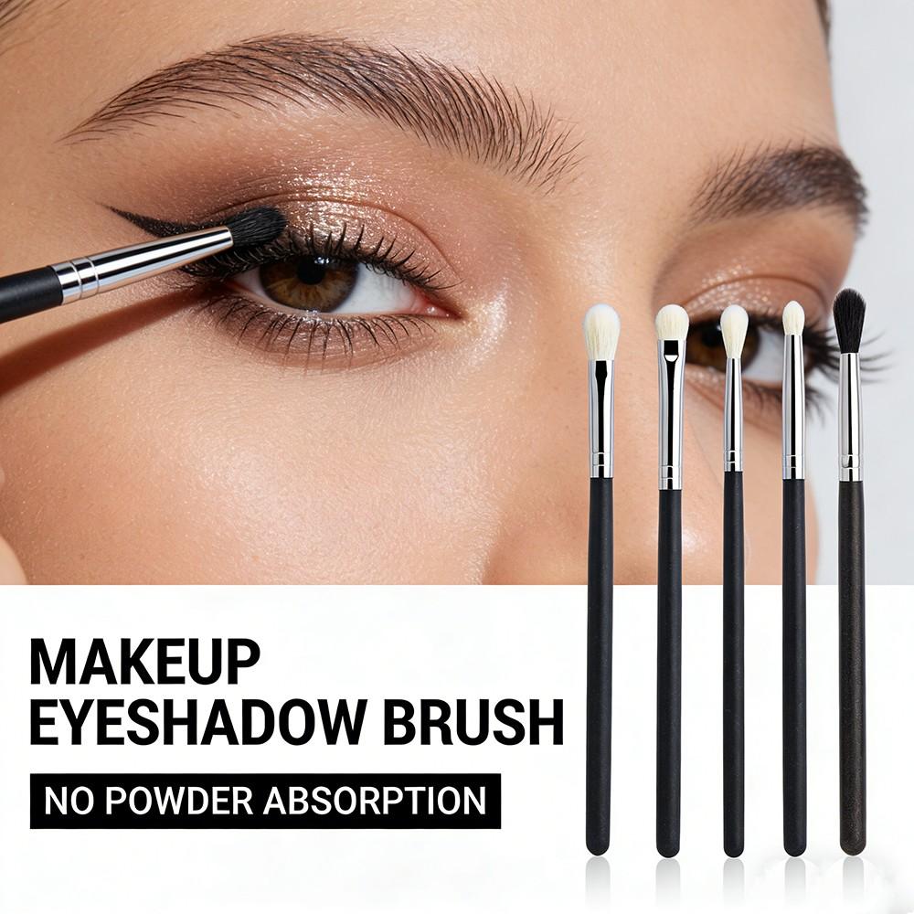 5pcs Makeup Eyeshadow Brushes, Flat Eye Shadow Shader, Crease Blending Brushes, Goat Hair, Liquid Cream Powder, Make Up Tool