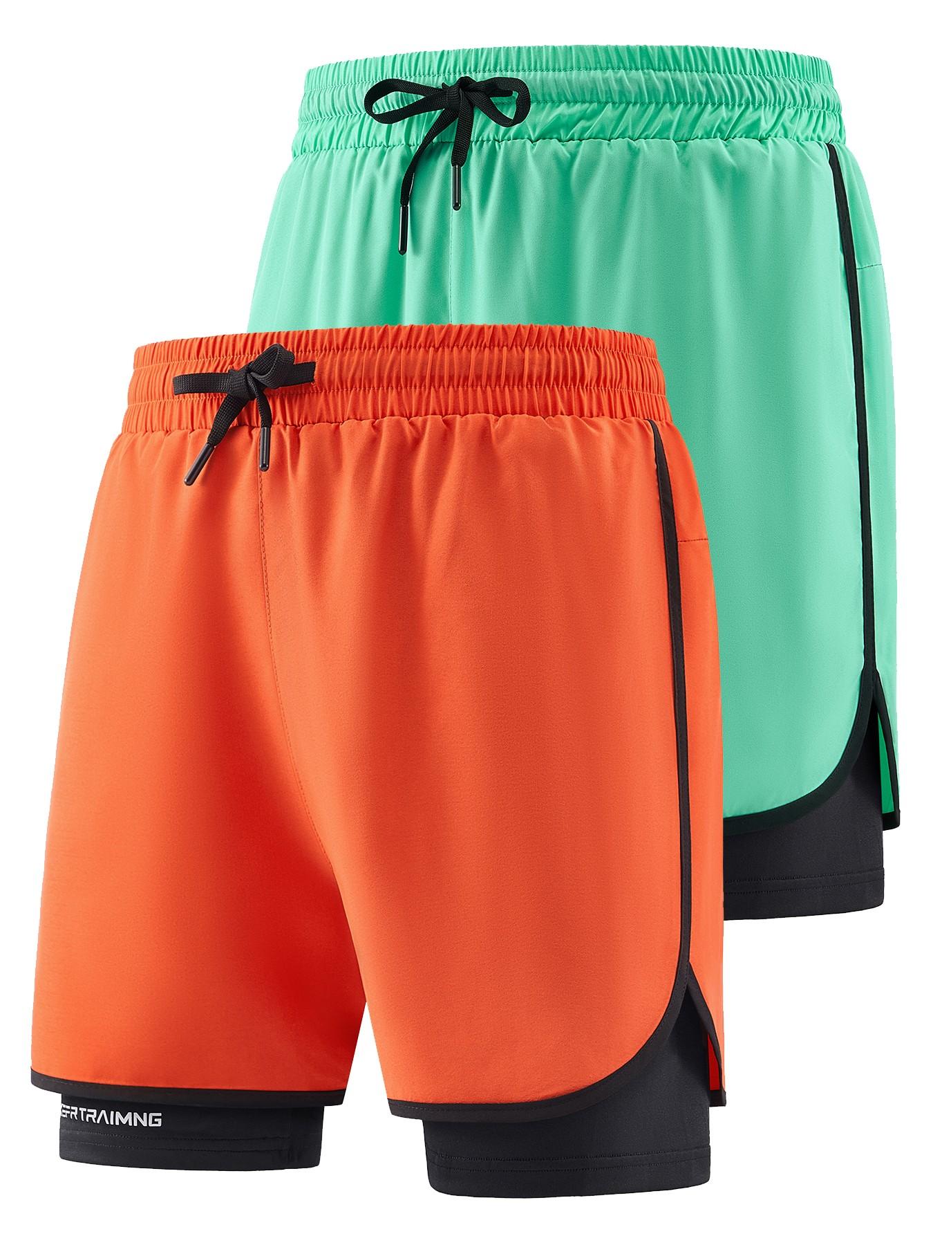 Men's Sporty Loose-Fitting Shorts, Summer New Design, Ideal for Fitness and Marathon Training, Dual-Layer Lining, Pocketed, Elastic Waist