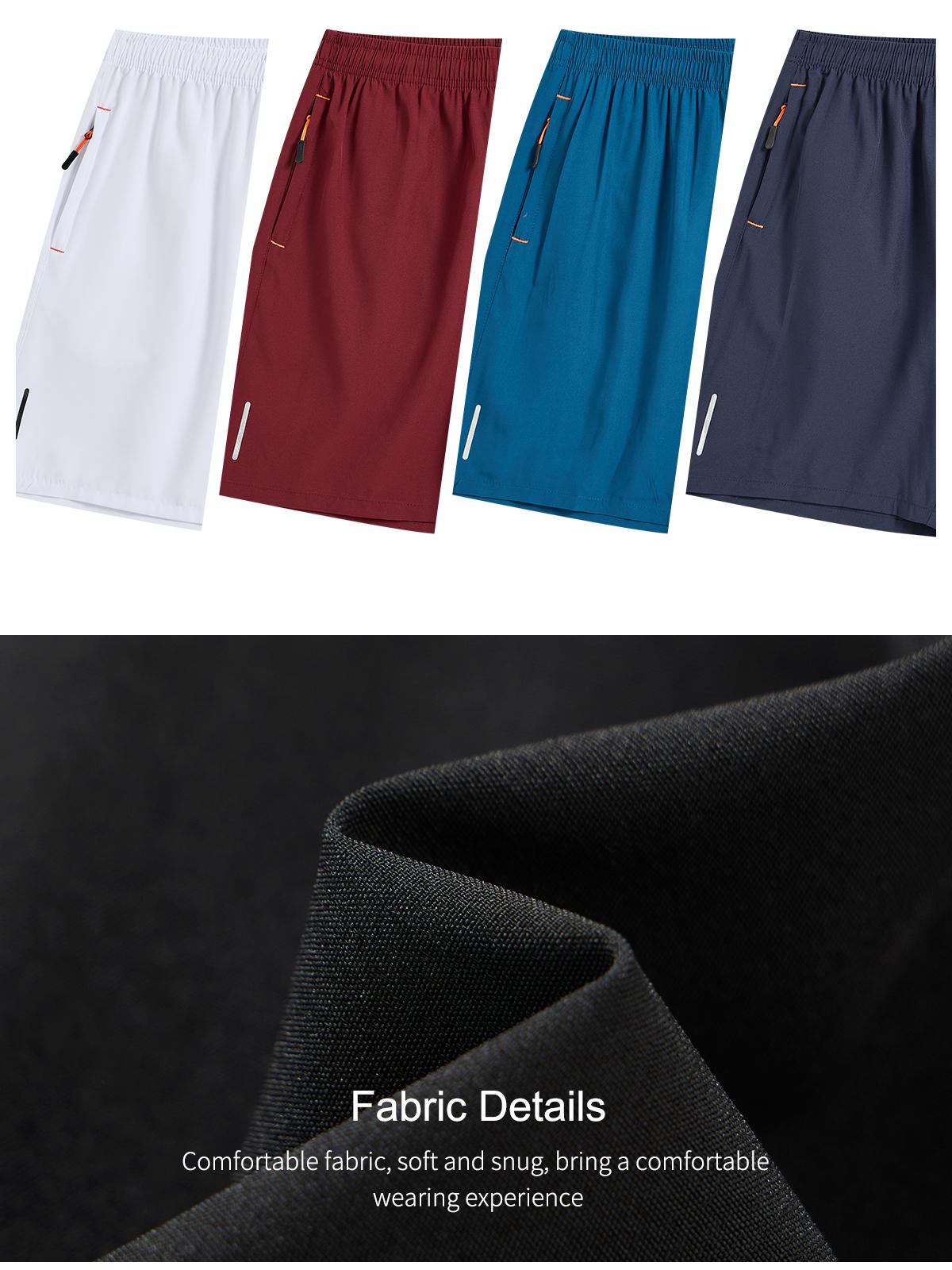 TJL men's summer sports shorts, men's casual pants, men's shorts, breathable fitness shorts, men's solid-color zipper pocket shorts, men's bottom wear, solid-color pocket zipper shorts