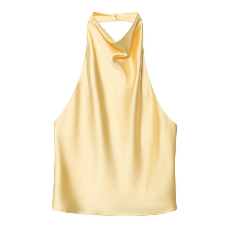 Summer Women's Camisole Sleeveless Vest Backless Top Black Pink White Brown Orange Pink Streetwear Elegant Women's Top Casual Brown Sexy Streetwear Tops Casual Sleeveless Tank Fitted Womenswear