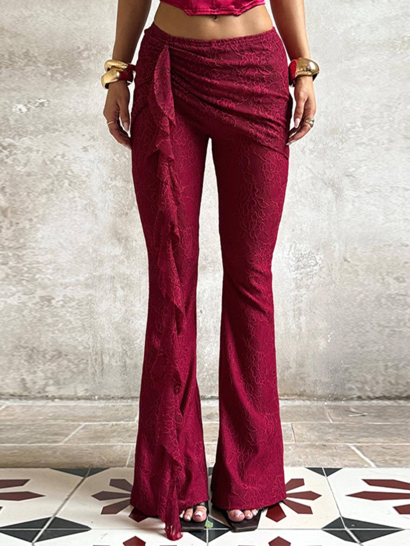 Lace Bow Tie Long Pants, Elegant Chic Women's High Waist Skirt Suit, Office & Party Wear, Comfortable Fit, Stylish Design