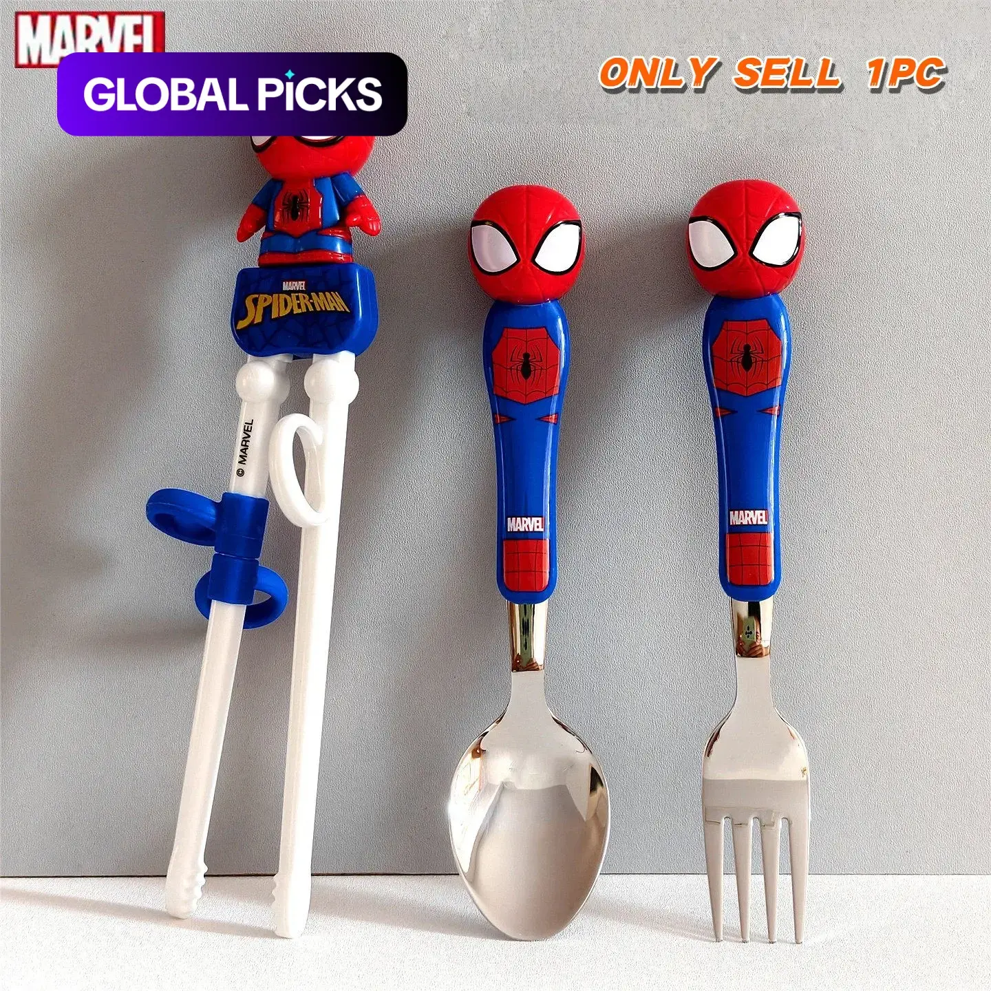 Marvel Officially Licensed Spider-man Spoon Fork, 3D Figural Stainless Steel Cutlery, Aesthetic Lunchbox Flatware, Office School Picnic Gift, Utensils #GLOBAL PICKS