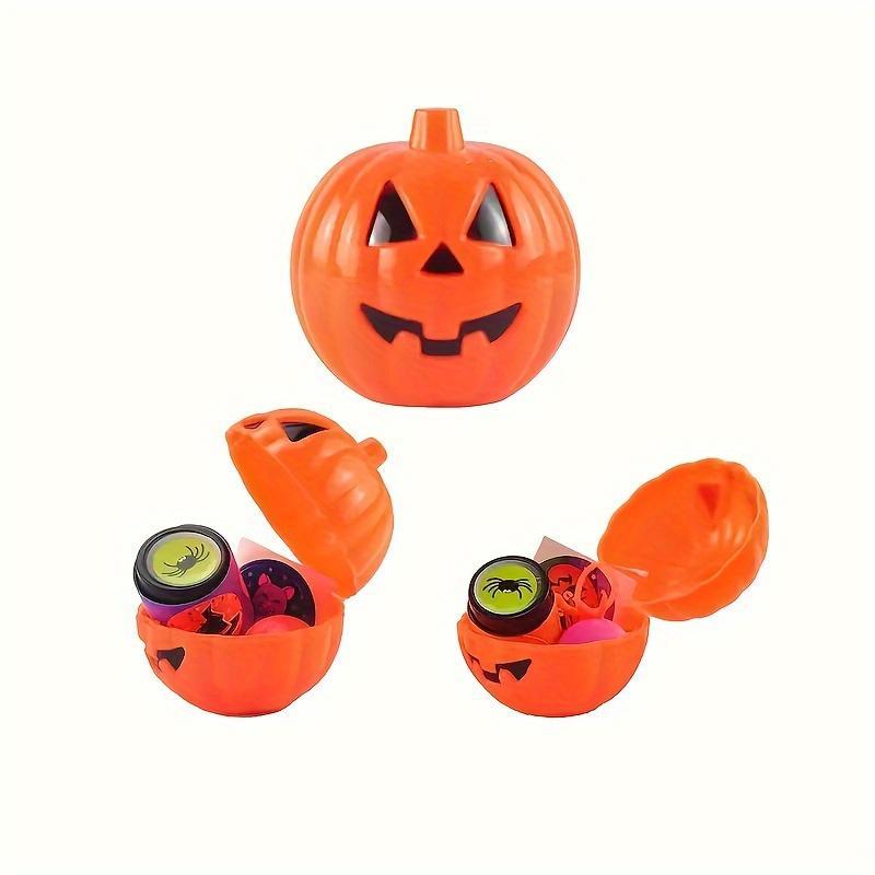 5 Counts Halloween Pumpkin Candy Containers, Reusable Plastic Storage Boxes with Lids, Ideal for Parties, Decorations, Halloween Treats, Thanksgiving Props