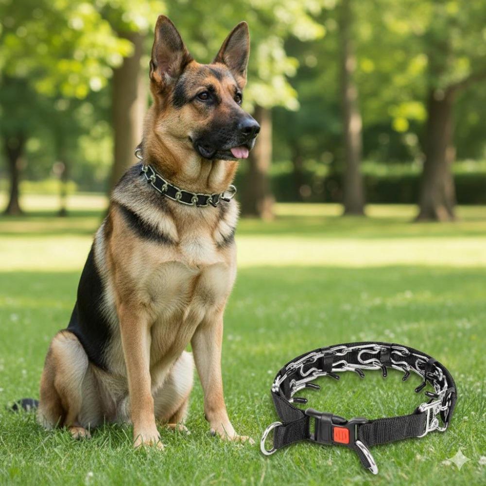 Adjustable Training Collar for Medium & Small Dogs: Stainless Steel Padded Tips, Rubber Anti-Slip Neck & Leash, Quick-Release Safety Buckle, Anti-Choke Design, Comfortable & Secure Pet Training Accessory.