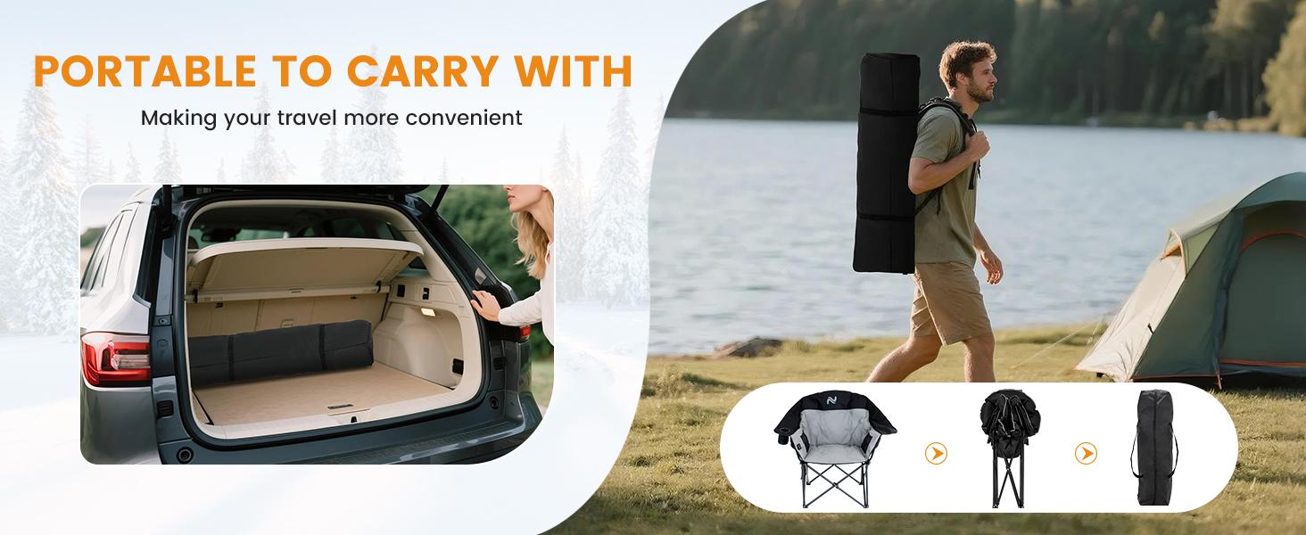 Lilypelle Oversized Heated Recliner Chair – Portable Folding Lawn Chair with 3 Heat Settings & Massage, Fully Padded Heavy-Duty Chair, Supports Up to 400lbs, Perfect for Outdoor Comfort