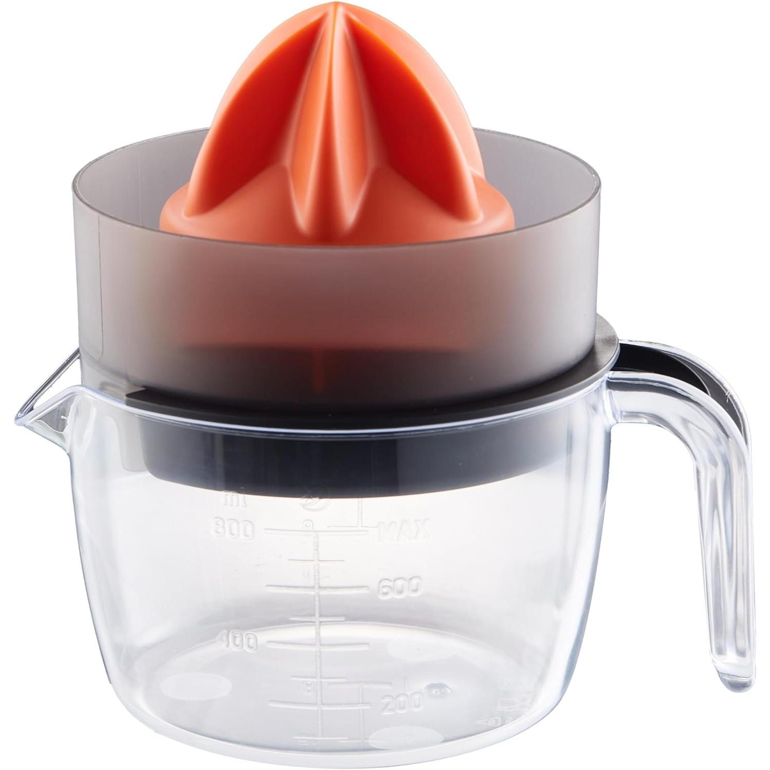 Electric Citrus Juicer - 3 Cup (24 oz) Orange Juicer with Seed Filter, Auto-Reverse, Compact Design - Easy Press Citrus Juicer for Oranges, Lemons, Limes -  - Black and orange