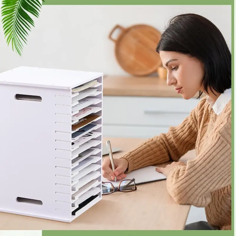 Multi-Size Scrapbook Paper Organizer, 12-Tier File Sorter Storage Folder, Desktop Scrapbooking Paper Rack, Suitable for Home Office, Large/Medium/Small Size, Scrapbooking Storage