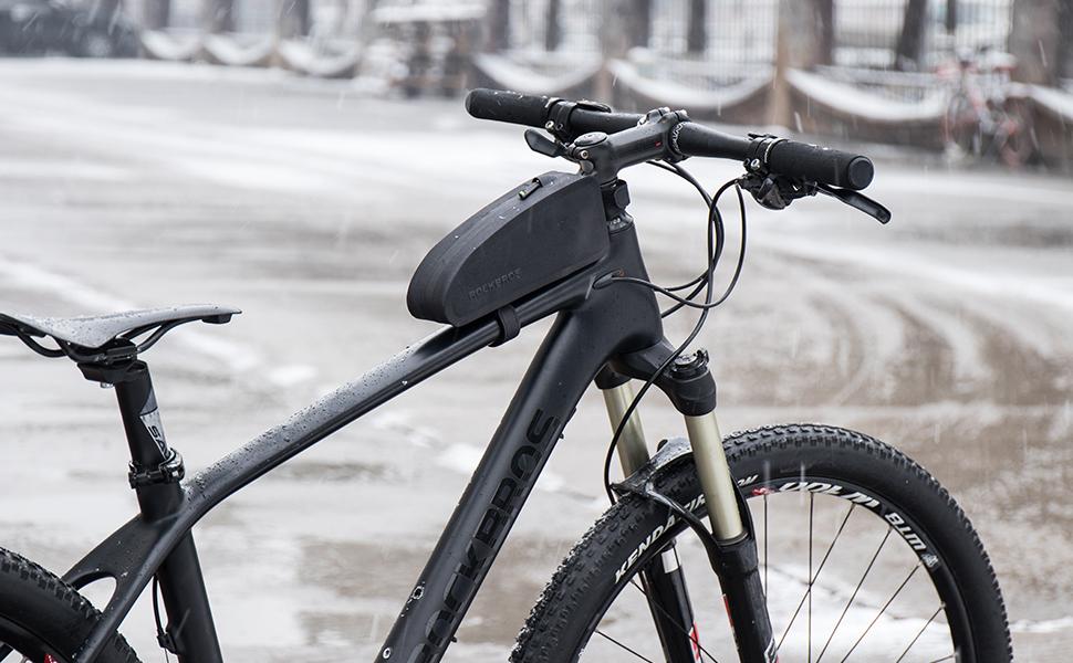ROCKBROS Bike Top Tube Bag Bicycle Front Frame Bag Waterproof Bike Pouch Pack Bike Phone Bag Cycling Accessories Pouch for Mountain Road Bike Large