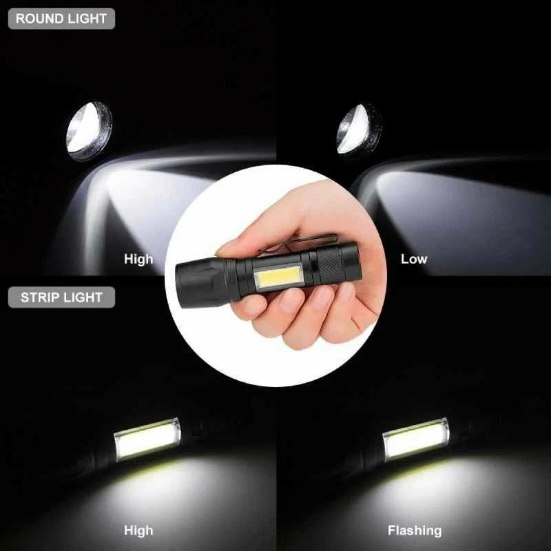 2 Pack Small Tactical Flashlights High Lumen, 3 Modes Adjustable Beam, USB Rechargeable Camping Light, Mini Torch for Outdoor Use
