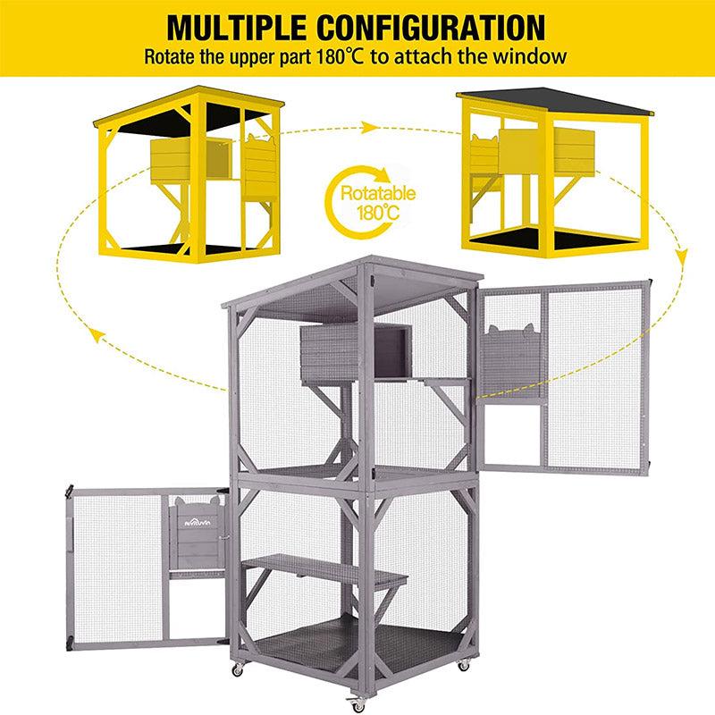Aivituvin Cat House , Outdoor Cat Catio (Inner Space 13.2ft²)-AIR22, Outdoorfun