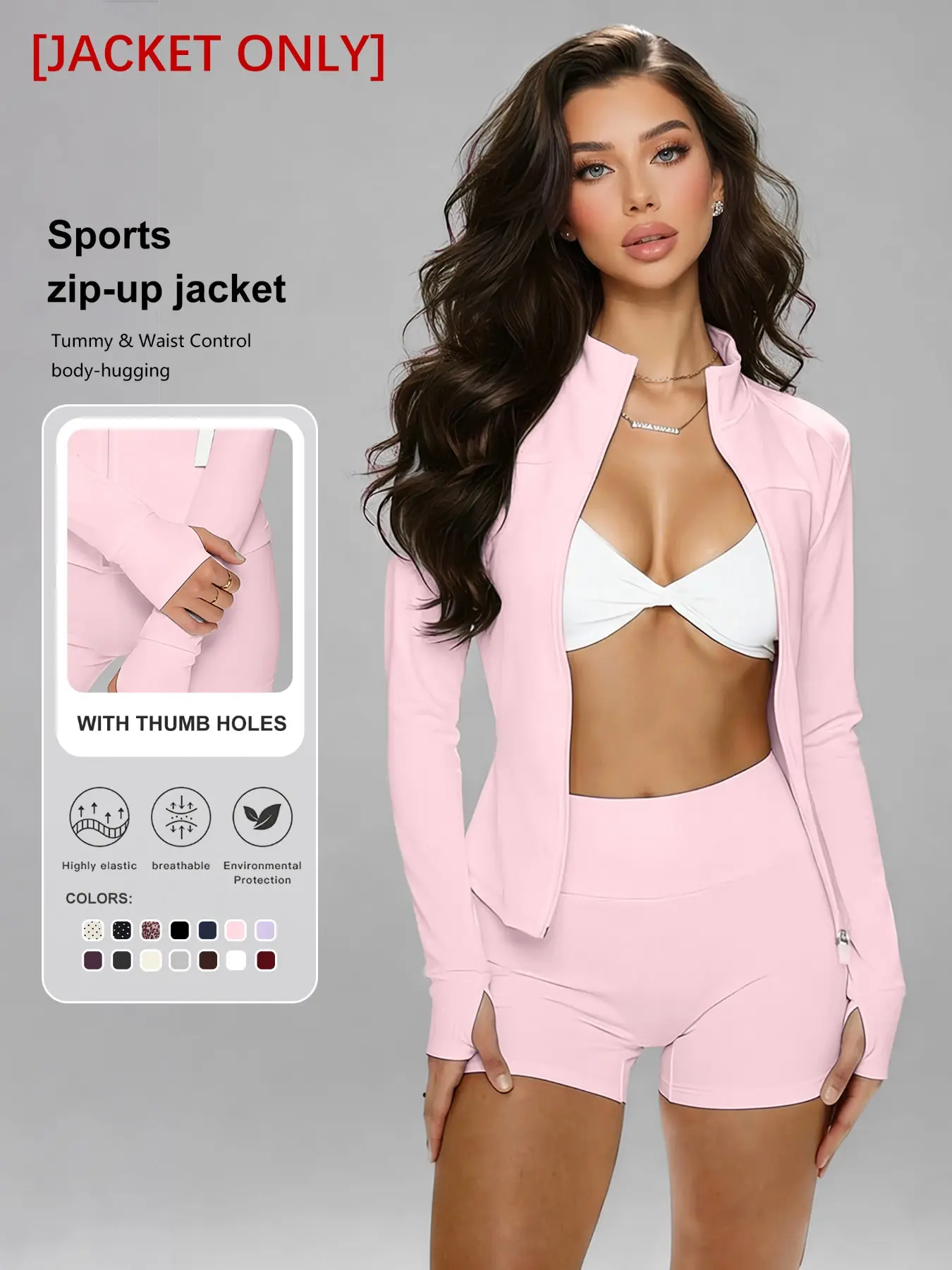 【Black Friday】Women's Plain Zipper Sports Jacket, Sporty Slim-Fit Long Sleeve Outerwear for All Seasons, Ideal for Yoga, Gym and Daily Wear