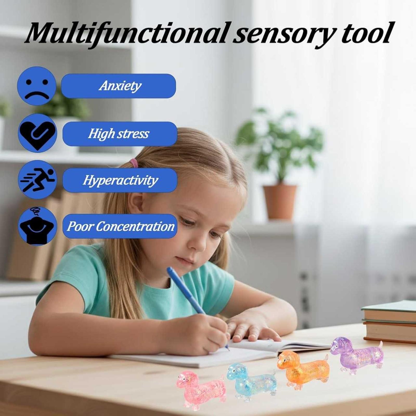 1/2/4PCS Dachshund Squishy Toy, Squishy Weiner Dog, Stress Relief Toy, Glitter Weiner Dog Maltose Stress Ball, Slow Rise Fidget for Anxiety Relief, Soft Squeeze Desk Gadget for Home Office Travel