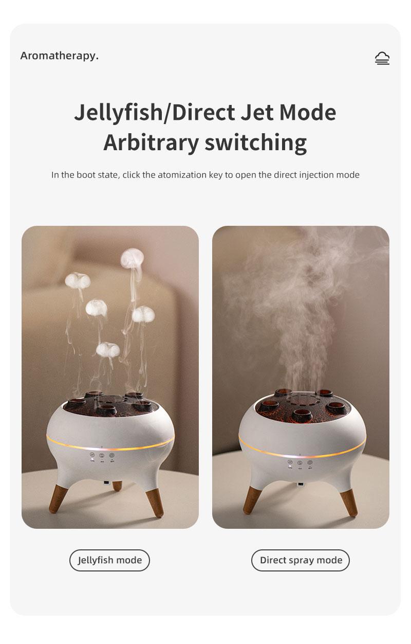 Dynamic multi-spray aromatherapy machine desktop flame humidifier household large fog colorful light remote control mist  magic wireless jellyfish  diffuser