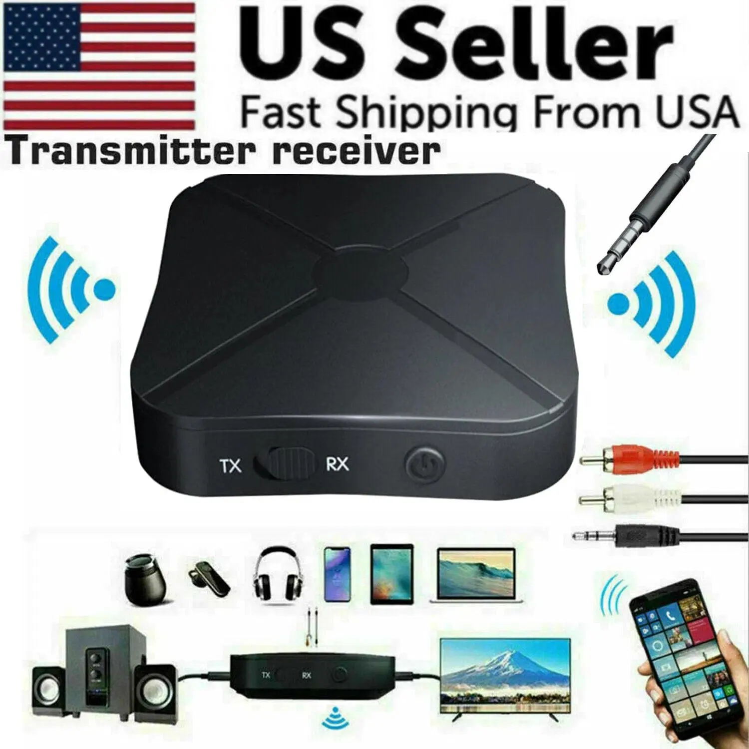 2 in 1 Bluetooth Transmitter Receiver, Wireless Audio Adapter for TV Home Stereo A2DP