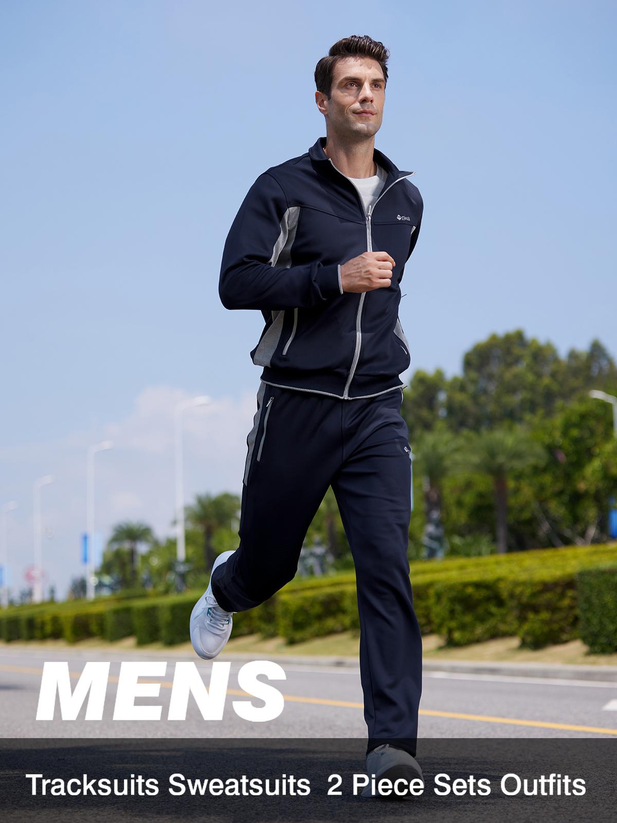 GOPUNE Men's Fall  and Winter Outfits Tracksuits Sweatsuits 2 Pieces Casual Athletic Jogging Warm Up Full Zip Long Sleeve Sports Outerwear Breathable Activewear