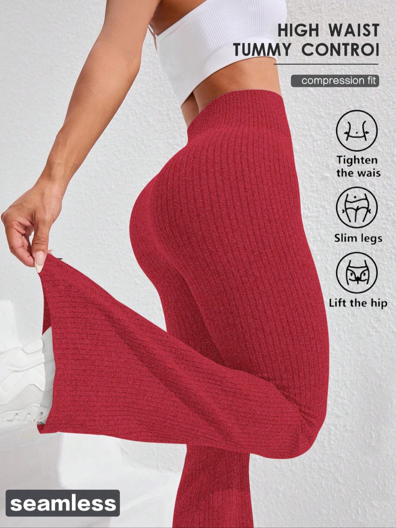 Women's Solid High Waist Sports Leggings, Casual Comfy Breathable Skinny Pants for Yoga Gym Workout Running, Ladies Sportswear for All Seasons, Flare Leggings