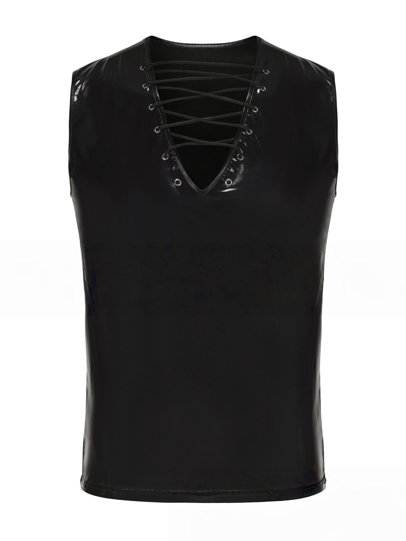 Men's V-Neck Short Sleeve T-Shirt, European and American Style, Stage and Bar Performance Wear, Casual Hoodie Jumper