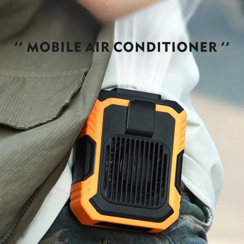 [Spring Deals] Coucur 2026 New Personal Waist Portable Fan USB Rechargeable with Clip & Power Bank 3 Speeds Airflow LED Light Wearable Belt Fan for Outdoor Jobsite Farms Traveling Fishing