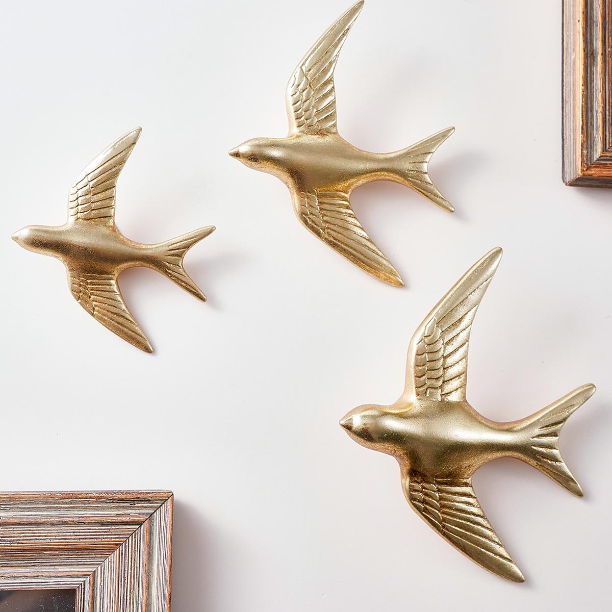 3pcs European Style Flying Bird Wall Decor, Resin Material Home Hotel Decoration, Bathroom Hanging Ornament