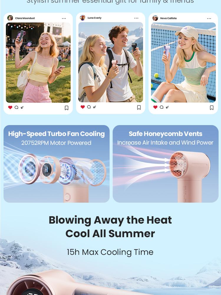 GAIATOP Mini Handheld Fan, High-Speed Turbo, Portable Pocket Fan with 5 Gear Wind, LED Display, USB Battery-Operated, Ideal for Outdoor Travel Cooling, Gym, Camping, Gifts for Women & Men Valentine's Day gift GAIATOP Mini Handheld Fan, High-Speed Turbo, Portable Pocket Fan with 5 Gear Wind, LED Display, USB Battery-Operated, Ideal for Outdoor Travel Cooling, Gym, Camping, Gifts for Women & Men Valentine's Day gift