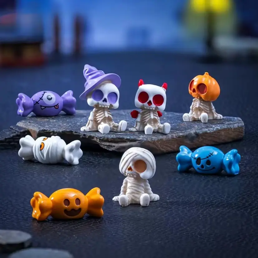 Resin Skull Ghost Model, Cute DIY Decorative Doll Accessories, Miniature Landscape Decoration, Toy House, Mini Garden, Car Ornament, Halloween Gift