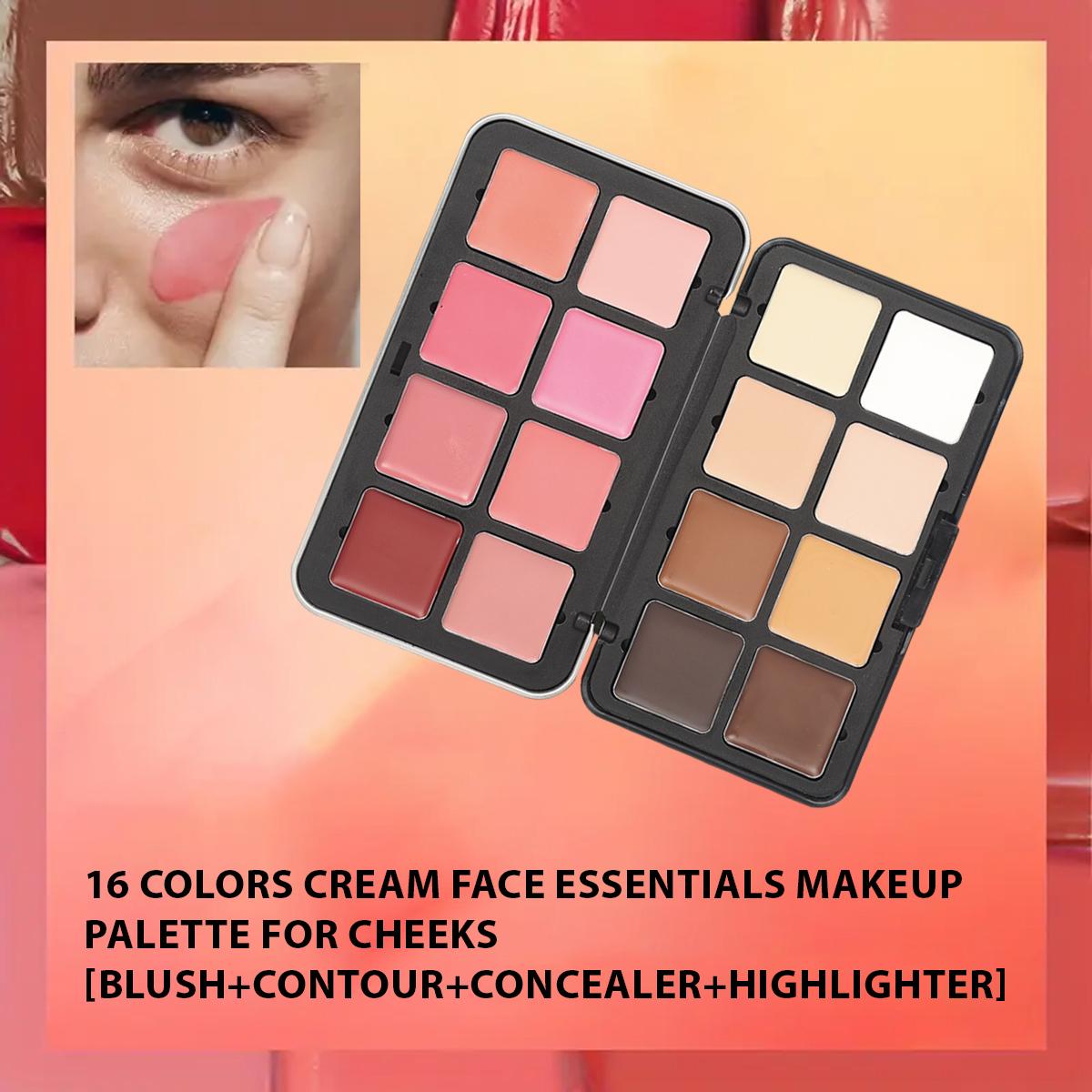 16 Color Concealer Contour Highlighter Blush Palette Moisturizing Non Sticky For Correction Natural Look Easy To Apply