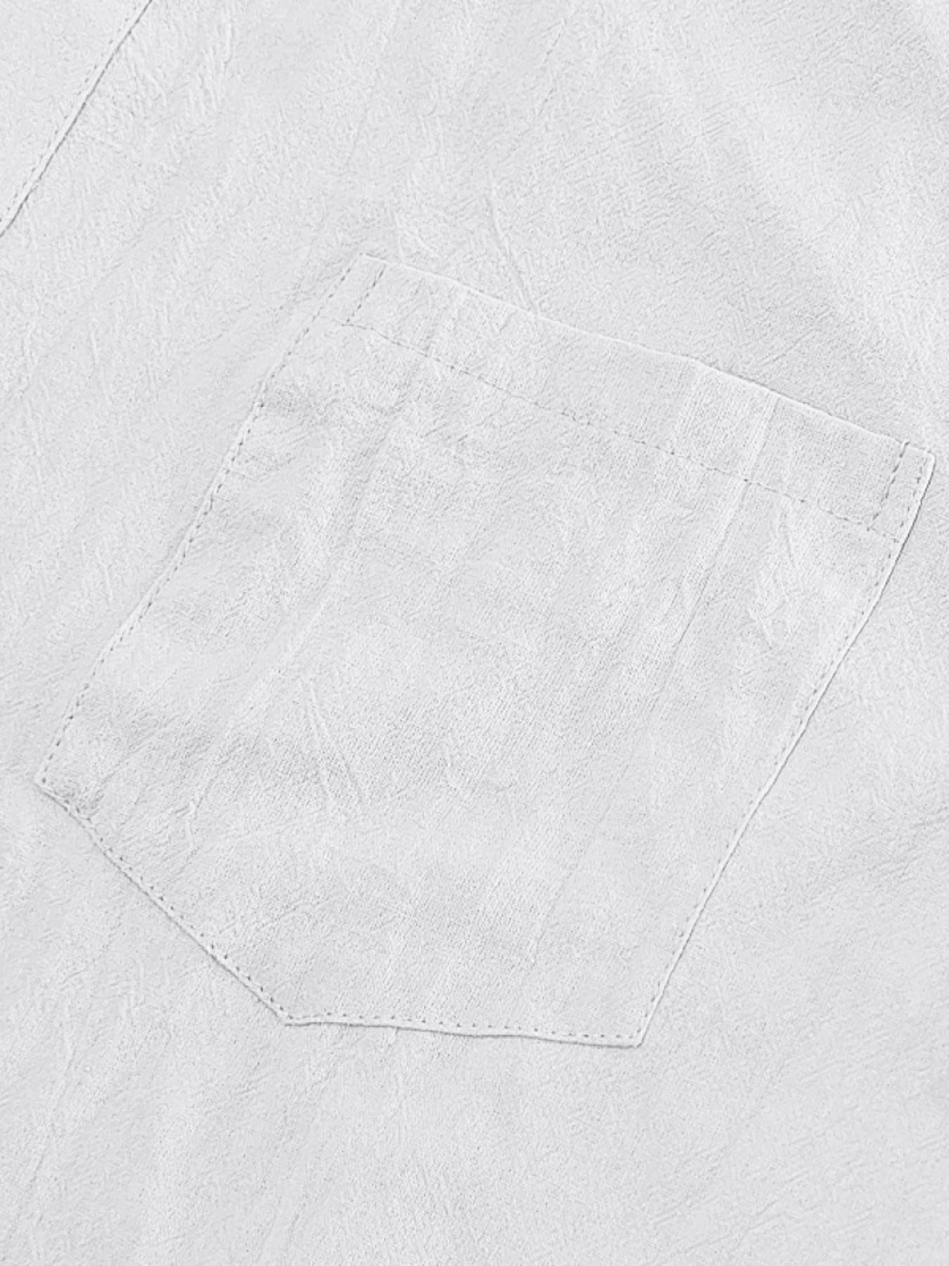 American Style Men's Hawaiian Linen Breathable Henley Neck Casual Short Sleeve Shirt, Summer Fashion, Comfortable and Stylish