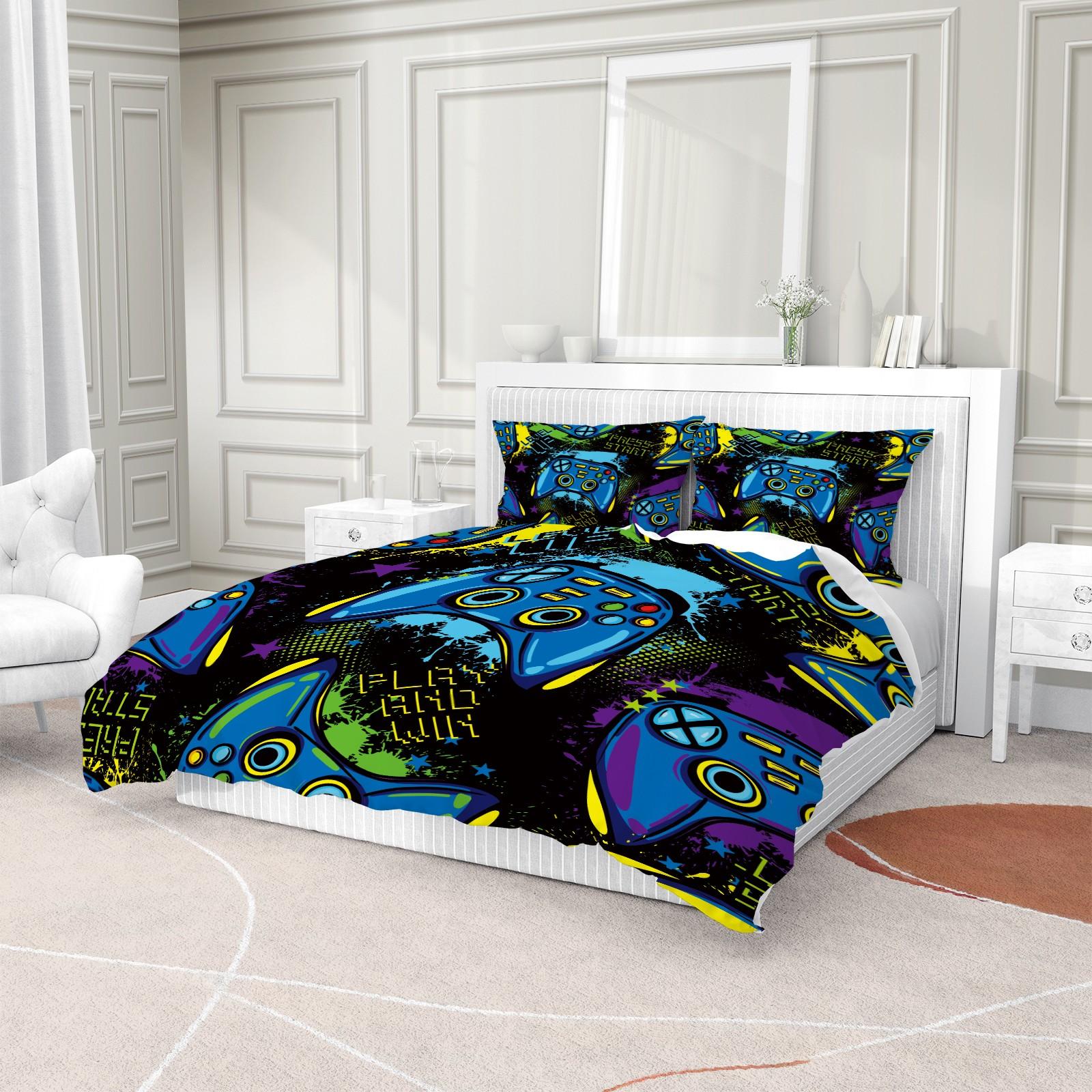 Game Controller Pattern Duvet Cover Set, Soft And Durable Bedding Set, Including 1 Duvet Cover And 1 Or 2 Pillowcases, Without Cotton Core, Suitable For Gaming Room Gifts, Bedroom Decorations