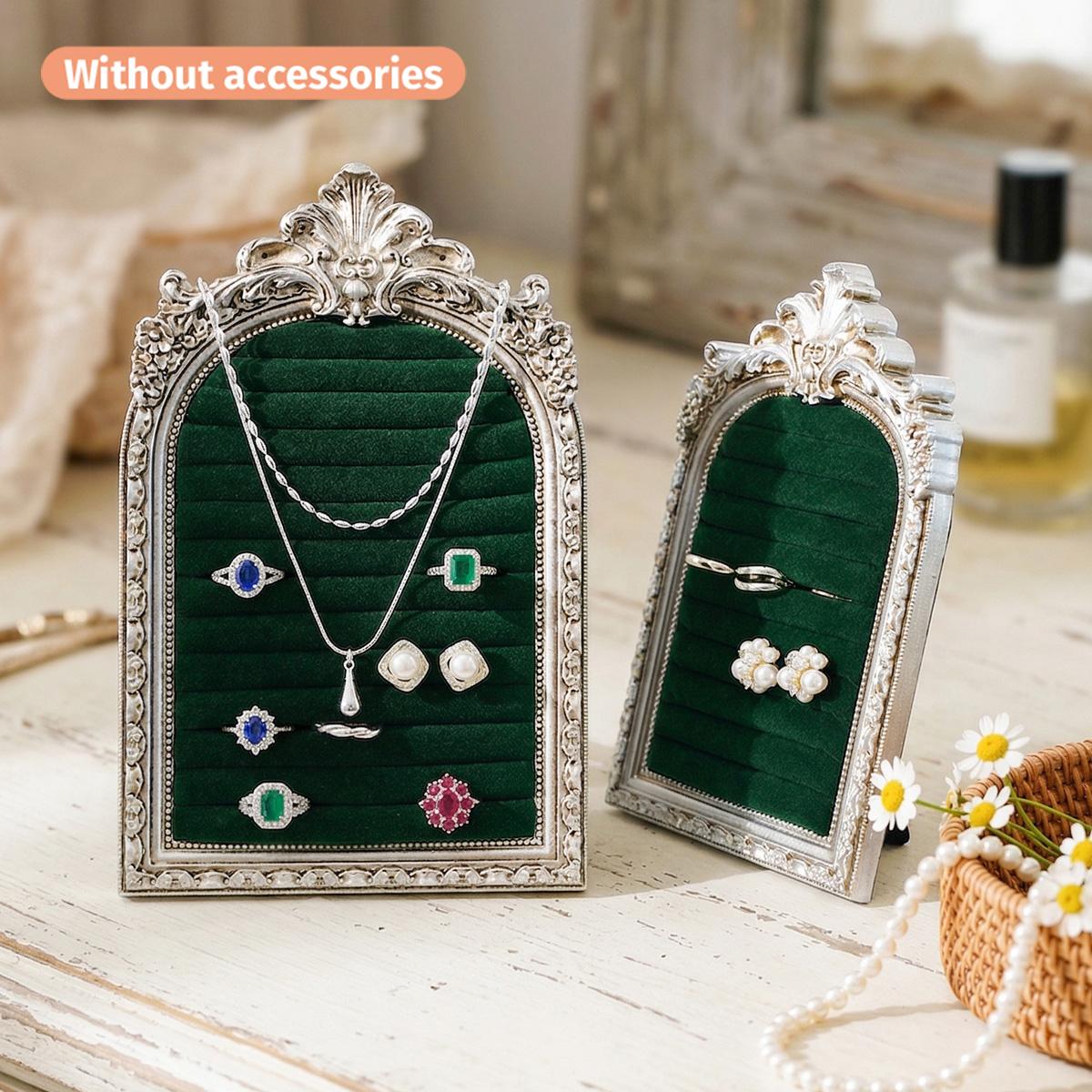 Vintage Silver Color European Style Decorative Jewelry Display Stand, Resin Material, Home Bathroom Decoration, Jewelry Organizer