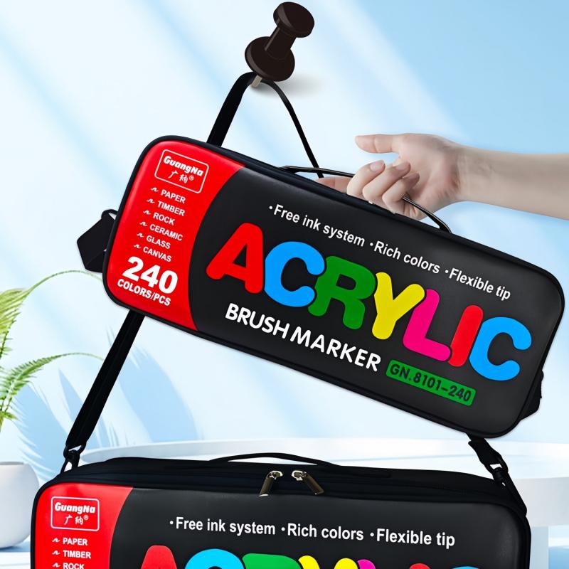 Acrylic Paint Markers Set,Soft Brush Tip,Direct-Liquid Ink System, Paint Markers for Rock Painting, Fabric, Wood, Canvas, Plastic, Permanent,Washable,Quick-Drying,Waterproof