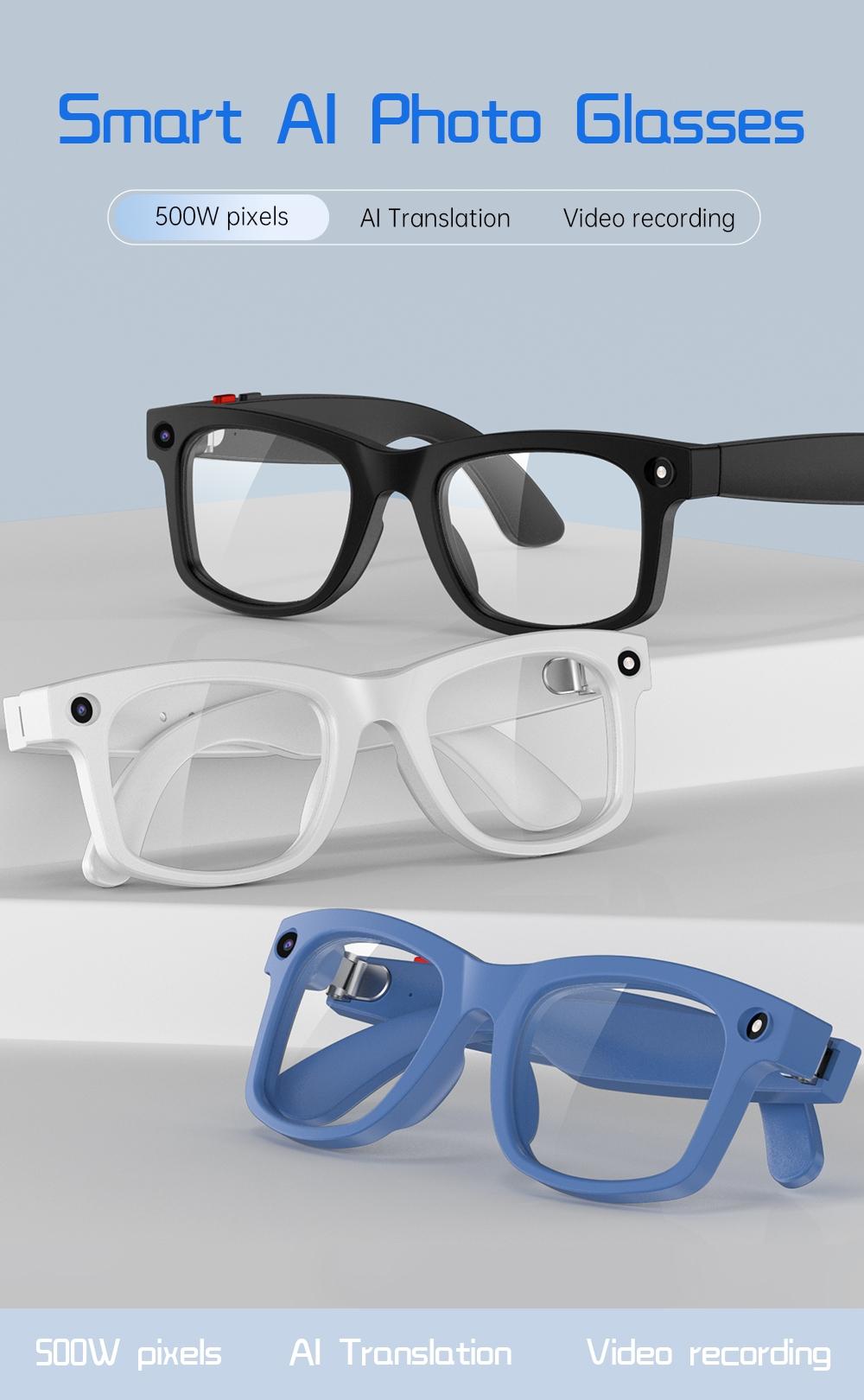 2026 New AI Smart Camera Glasses with 2 Bonus Lens Sets, 1080P HD EIS Anti-Shake Video, AI Image Recognition, Voice Control, Bluetooth Audio Calls, Wi-Fi Transfer, Magnetic Charging, 3-in-1 Smart Eyewear for Travel, Sports & Daily Outdoor Use